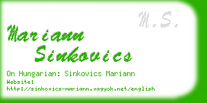 mariann sinkovics business card